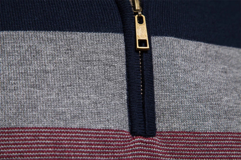 AIOPESON, suéter de retazos para hombre, suéter informal de algodón con cremallera y cuello simulado para hombre, nuevo suéter cálido de moda de invierno para hombre