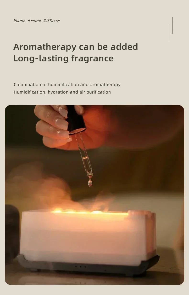 Humidificador Difusor de Aromas, Aceites Esenciales, Mini Humidificador con Llama Automática, Difusor de Fragancias para el Hogar con Luz LED