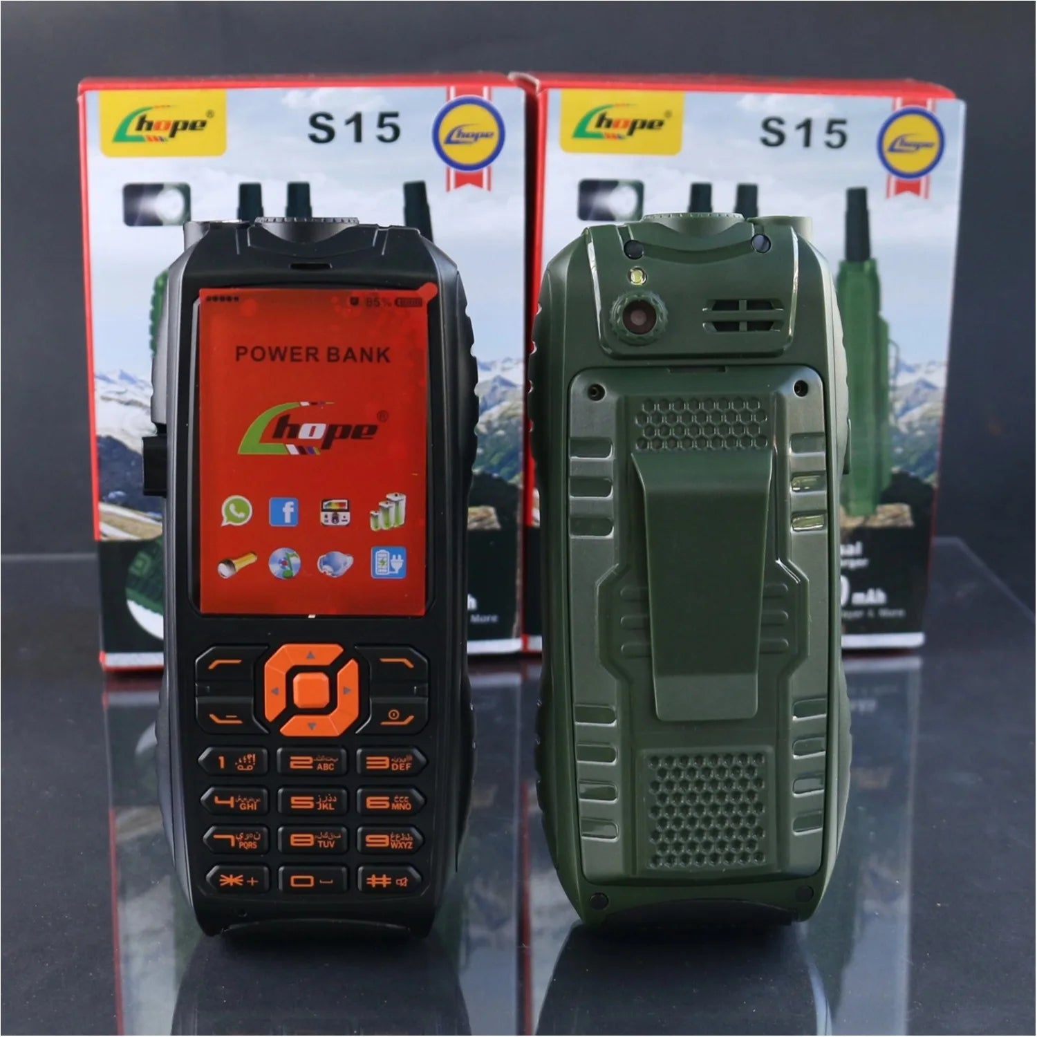 Teléfono militar a prueba de golpes con batería grande, 3 botones SIM SOS, marcación de velocidad de voz fuerte, Clip incorporado, función robusta para personas mayores
