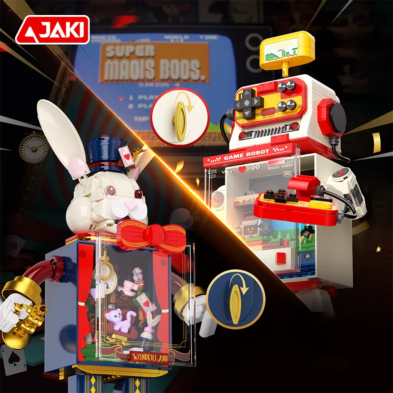 JAKI Mr. Rabbit - Caja de Música de Bloques de Construcción, Modelo Mecánico DIY STEM MOC, Decoración para el Hogar, Regalo de Halloween y Navidad para Niños, Niñas y Adultos