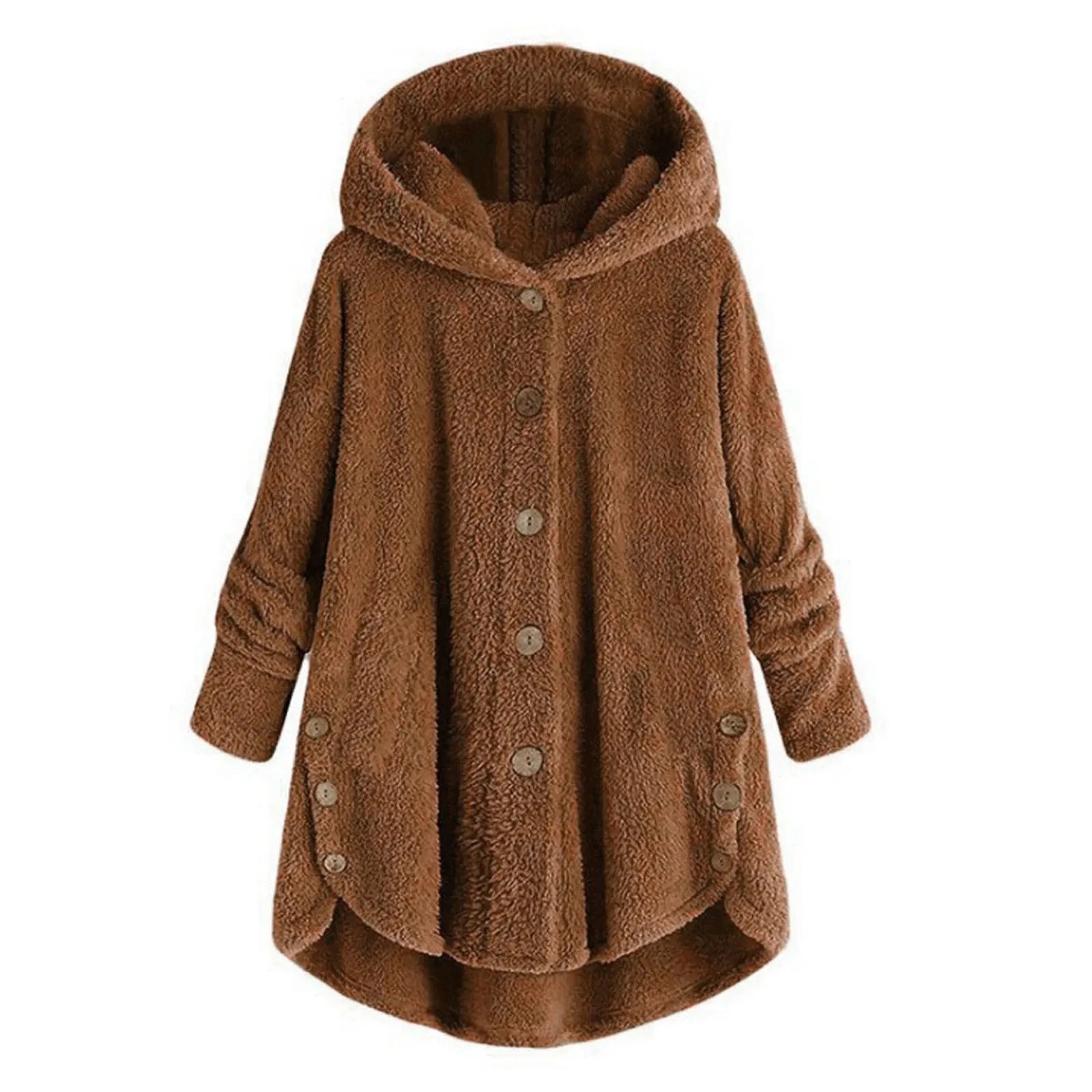 Otoño Invierno mujer abrigo cálido oso de peluche abrigo chaqueta de lana mujer abrigo de felpa chaqueta con capucha abrigos de mujer chaqueta de Color sólido