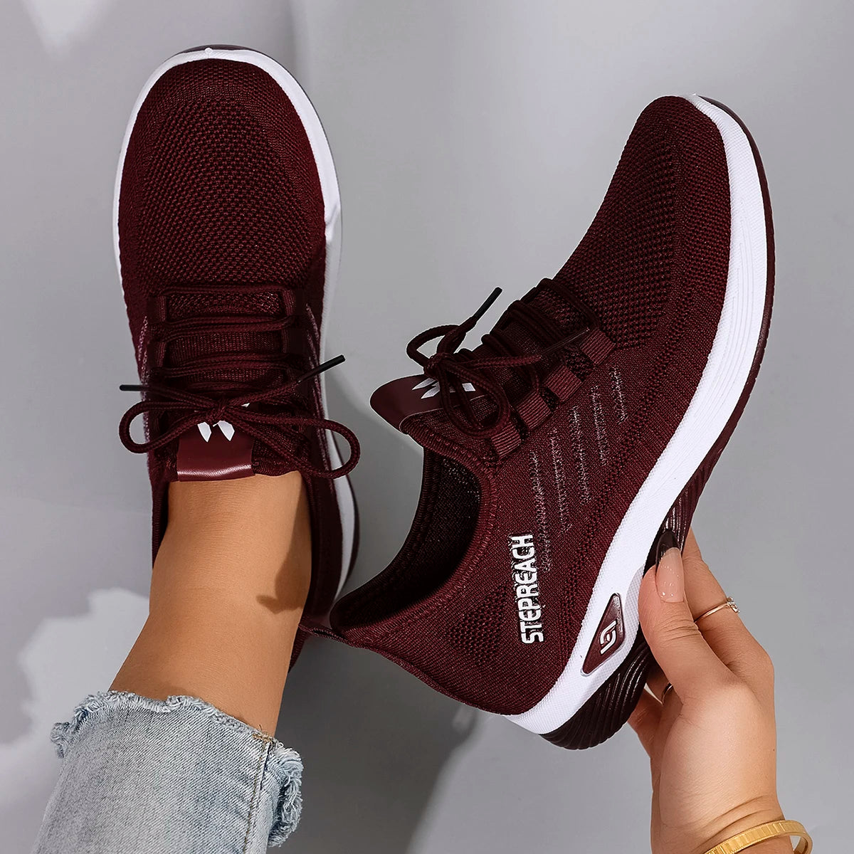 Primavera y otoño nuevos zapatos deportivos informales con cordones para mujer, cómodos, transpirables, ligeros y resistentes al desgaste