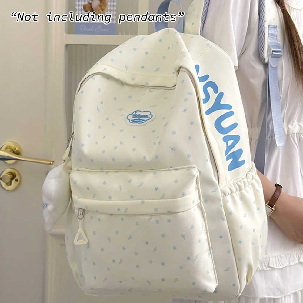 Mochila informal con estampado de estrellas, mochila espaciosa de nailon, bolso suave y duradero para adolescentes, para viajes diarios y viajes cortos