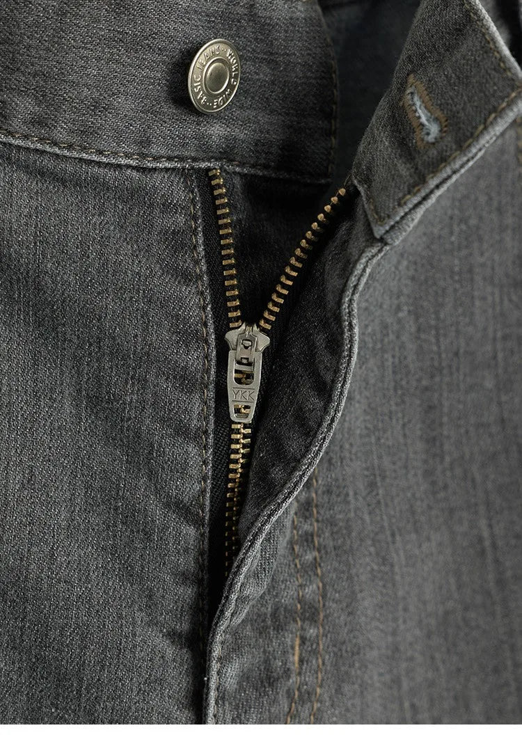 Jeans Americanos Retro de Cintura Alta para Mujer, Pierna Ancha con Acabado Desgastado