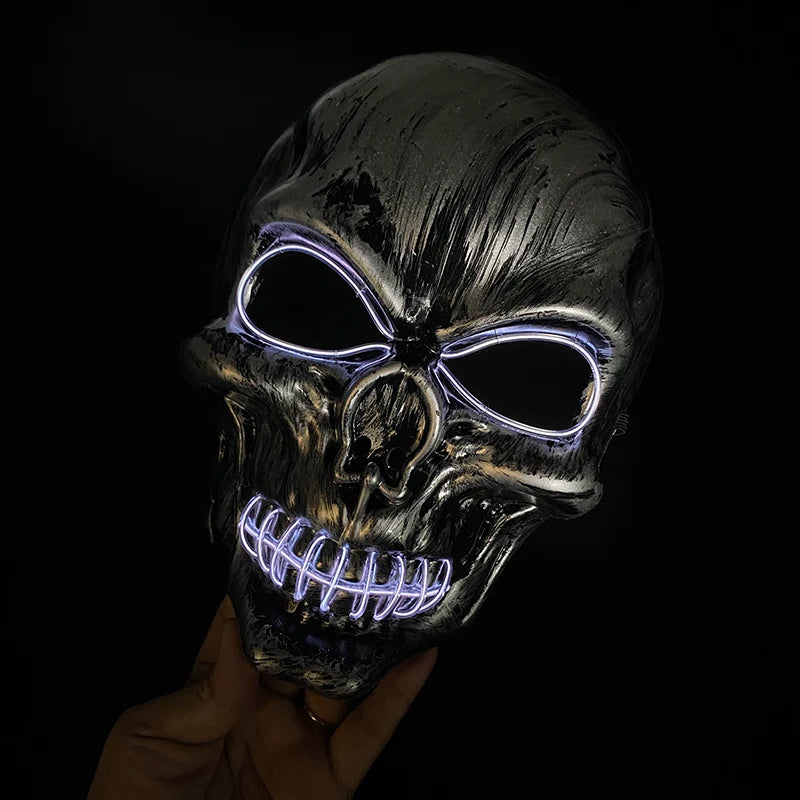 Máscara de calavera malvada, mascarada de Carnaval de Halloween, Casa Encantada, decoración aterradora, esqueleto de Cosplay, Fiesta Temática aterradora, máscara iluminada