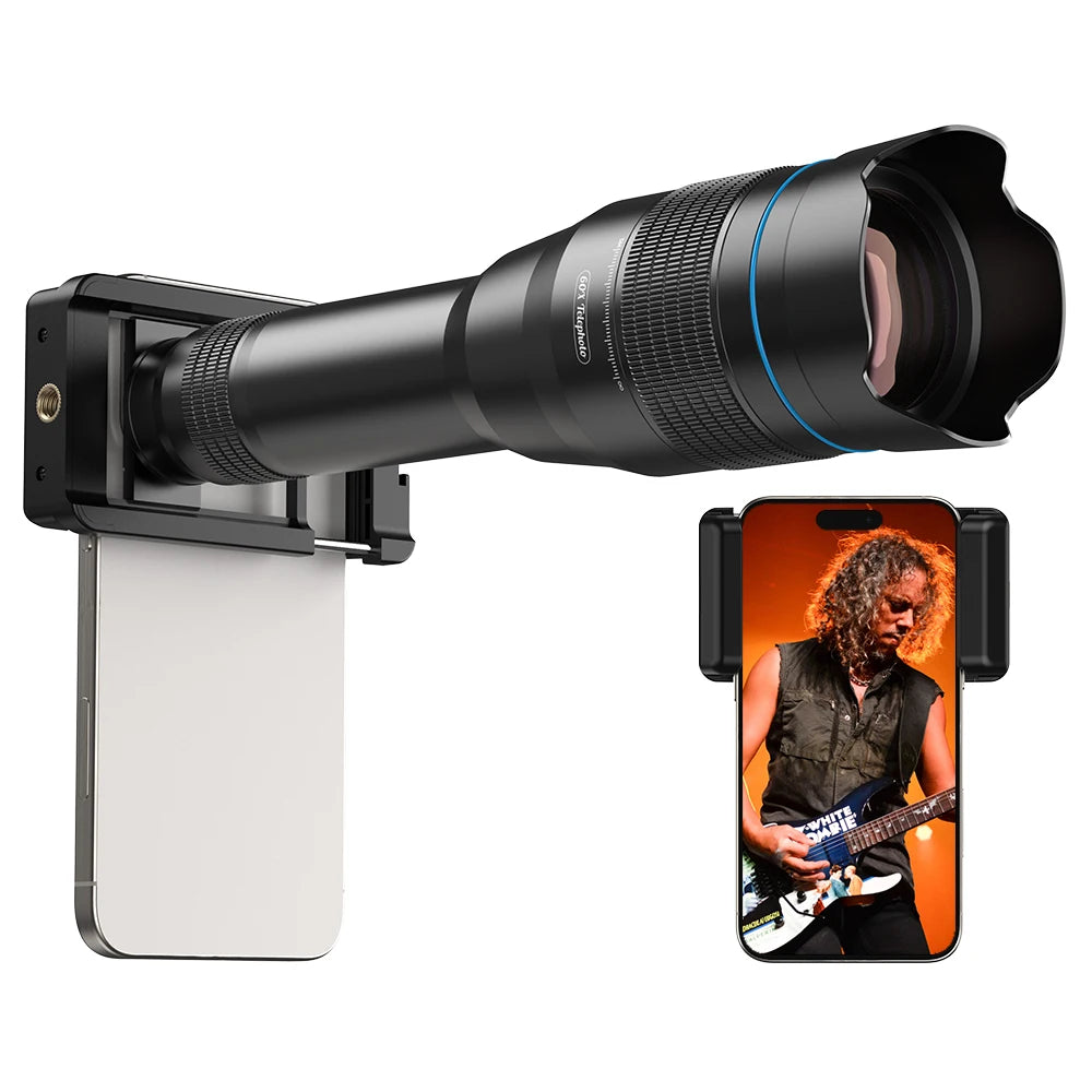 Lente Telefoto Zoom 60X APEXEL HD Metálico para Smartphones