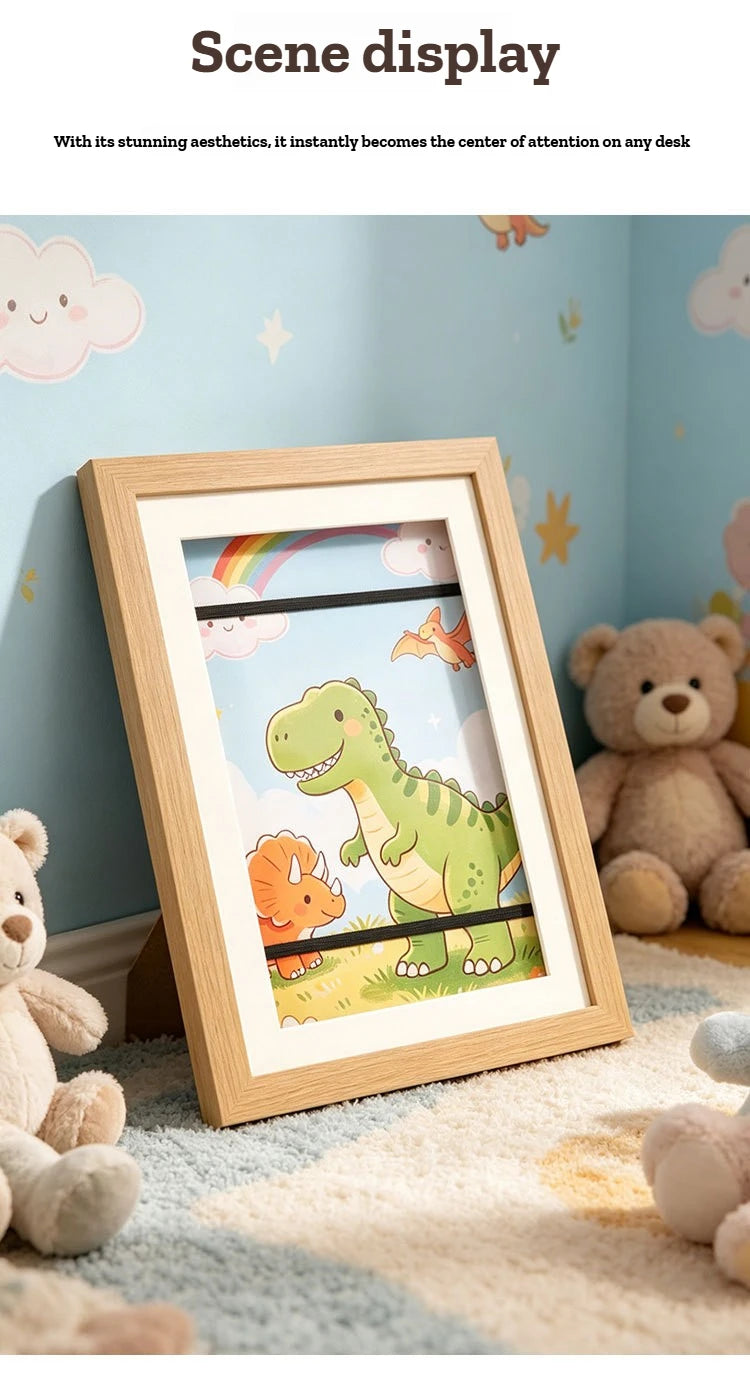 Marco Resistente para Obras de Arte Infantiles A4, sin Paspartú, con Apertura Frontal Magnética, Capacidad para 100 Piezas, Marco de Almacenamiento para Montar en la Pared