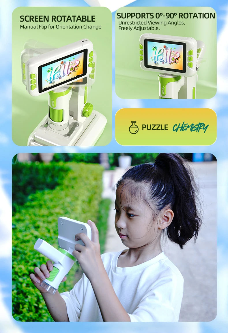 Microscopio Digital 3 en 1 1600X para Niños, Educativo