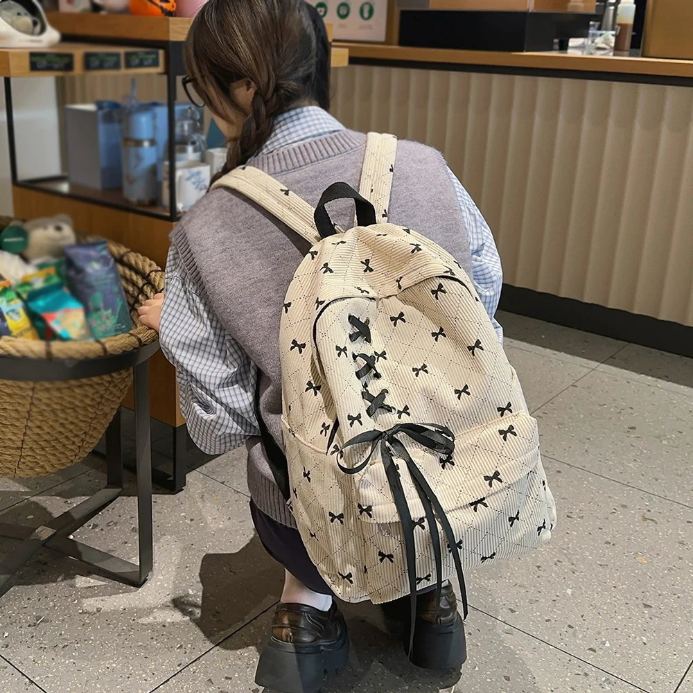 Mochila de Pana para Mujer, Gran Capacidad Estilo Universitario para Viajes