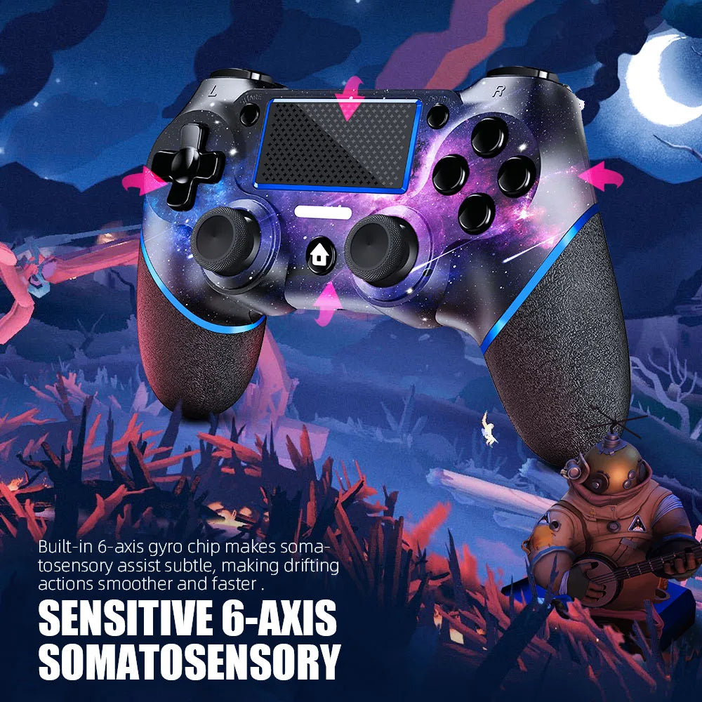 AceGamer Gamepad inalámbrico para controlador PS4, con cable USB C/dobles motores/giroscopio de 6 ejes/conector de audio de 3,5 mm/función de panel táctil