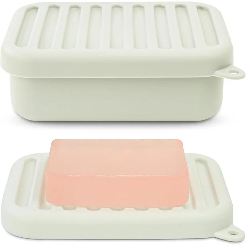 Estuche de Silicona Portátil para Jabón de Viaje, a Prueba de Fugas, con Tapa de Drenaje, Soporte Compacto para Jabón en Barra, Duradero para Camping, Gimnasio y Artículos de Aseo