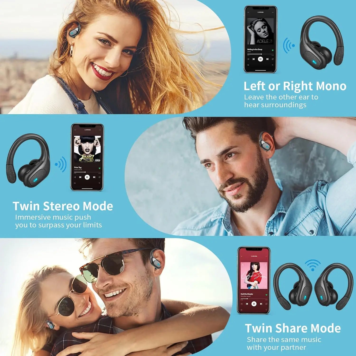Auriculares TWS LED Resistentes al Agua Deportivos