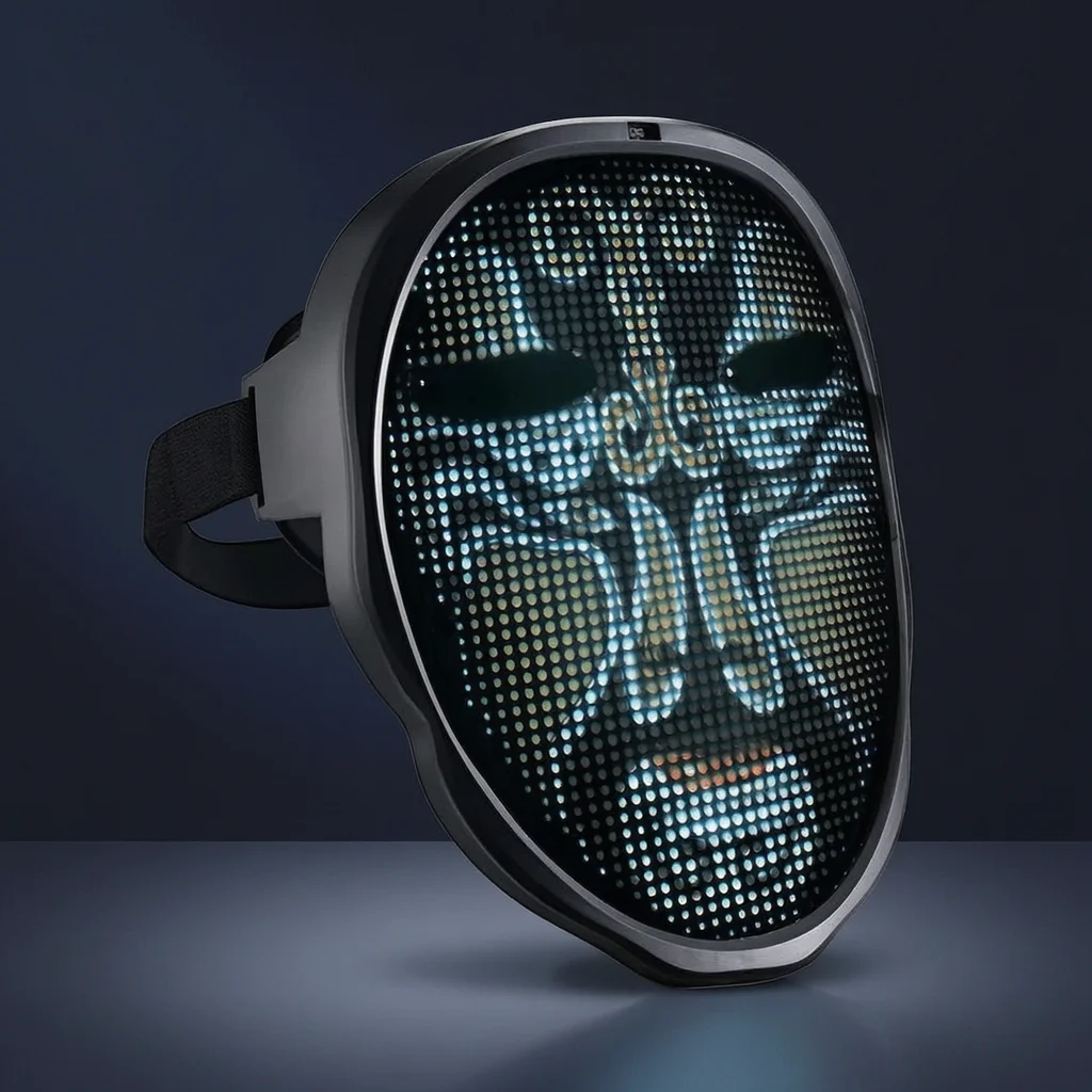Máscara LED Inteligente para Cosplay, Fiestas, Festivales, Aire Libre, Beige, Cómoda, Ligera y Portátil