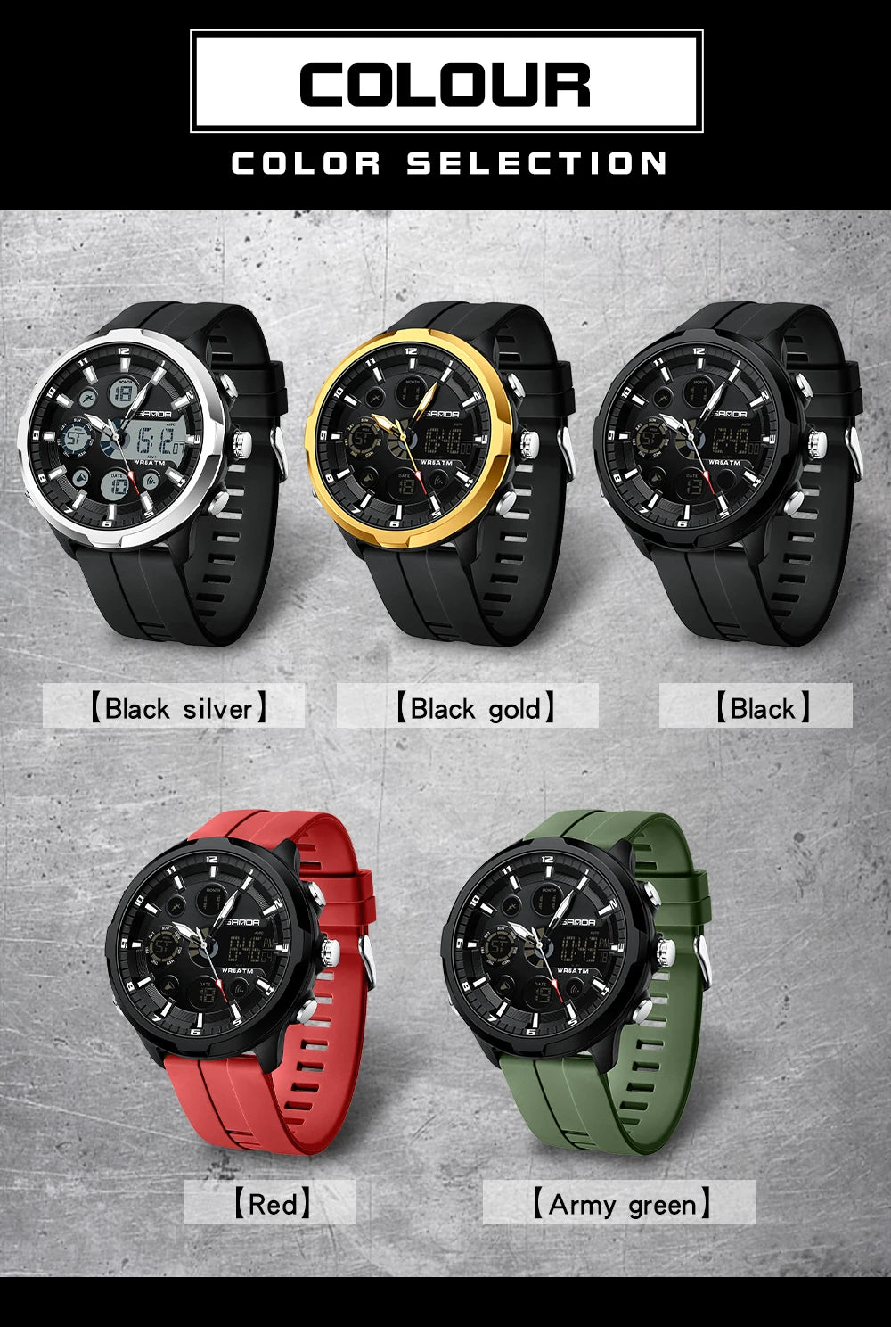 Reloj Militar Digital SANDA G Doble Pantalla para Hombre