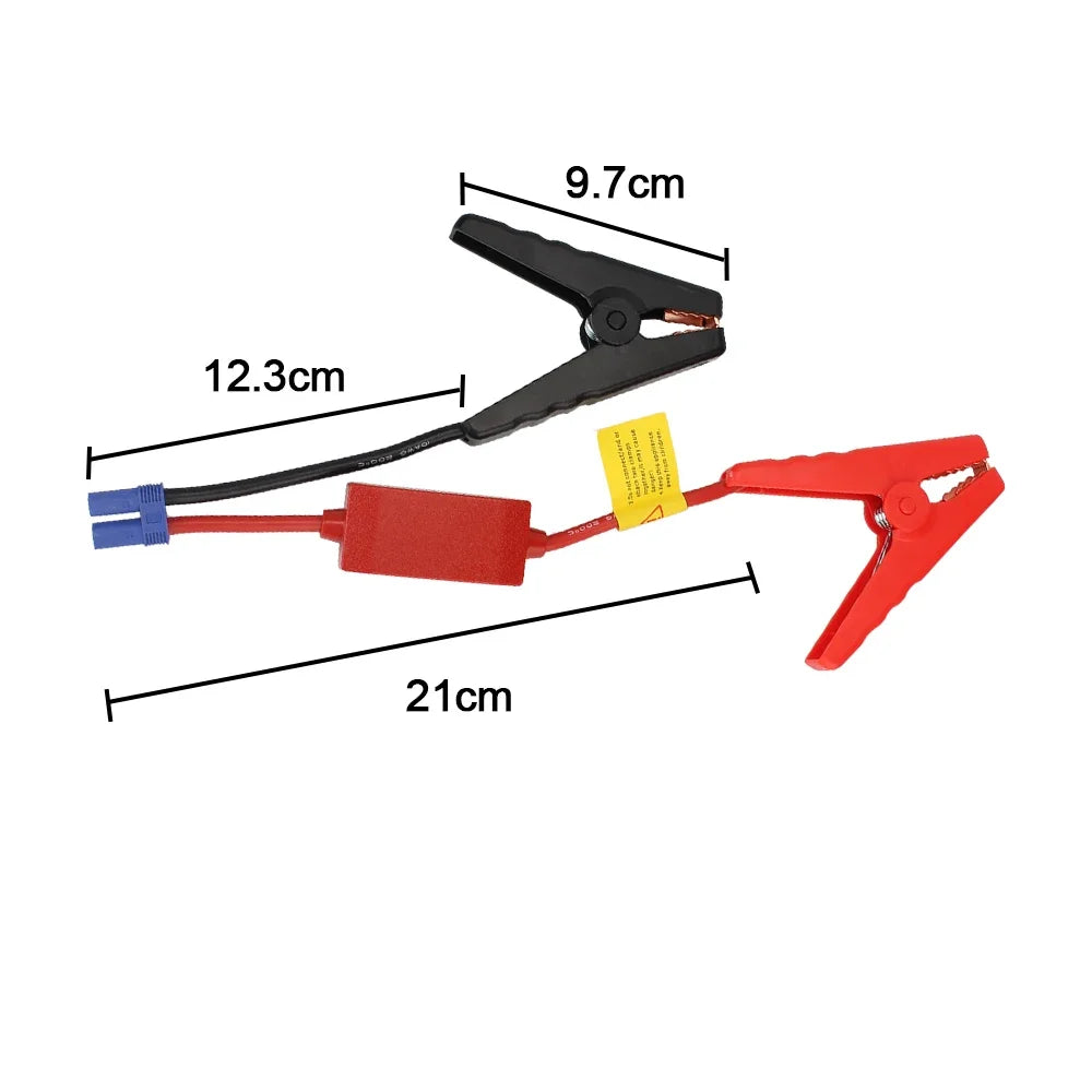 Cable de Arranque de Emergencia 12V con Pinzas y Conector EC5