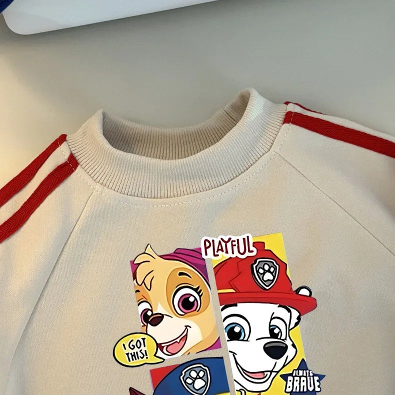 2026 primavera nuevo estilo PAW Patrol impreso conjuntos de ropa Casual para niños sudaderas con capucha con cuello redondo y pantalón largo chándal de dos piezas