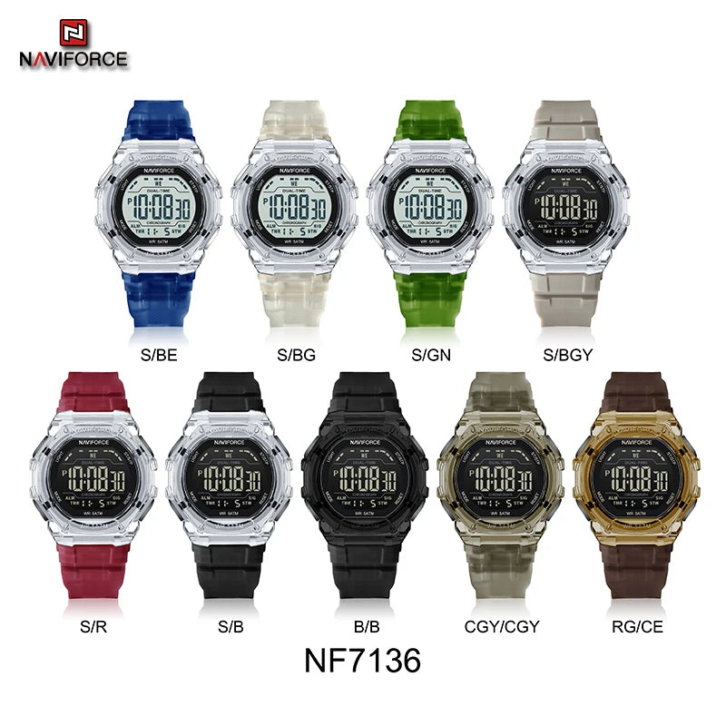 Reloj Digital NAVIFORCE 7136 para Hombre con Alarma y Resistencia al Agua
