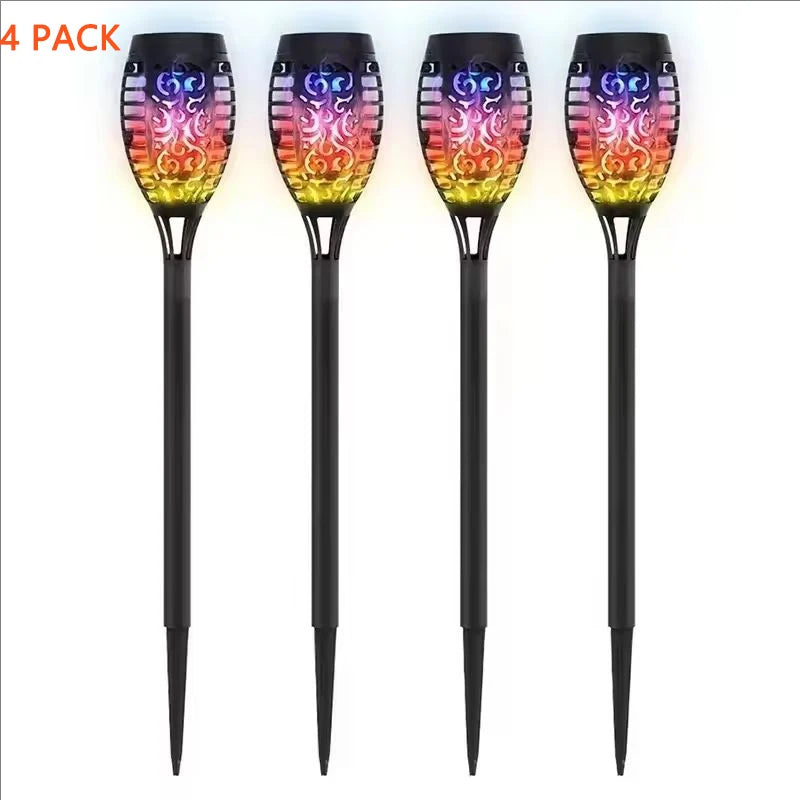 Luces Solares Antorcha Llama Solar RGB 12LED para Jardín Pack x6