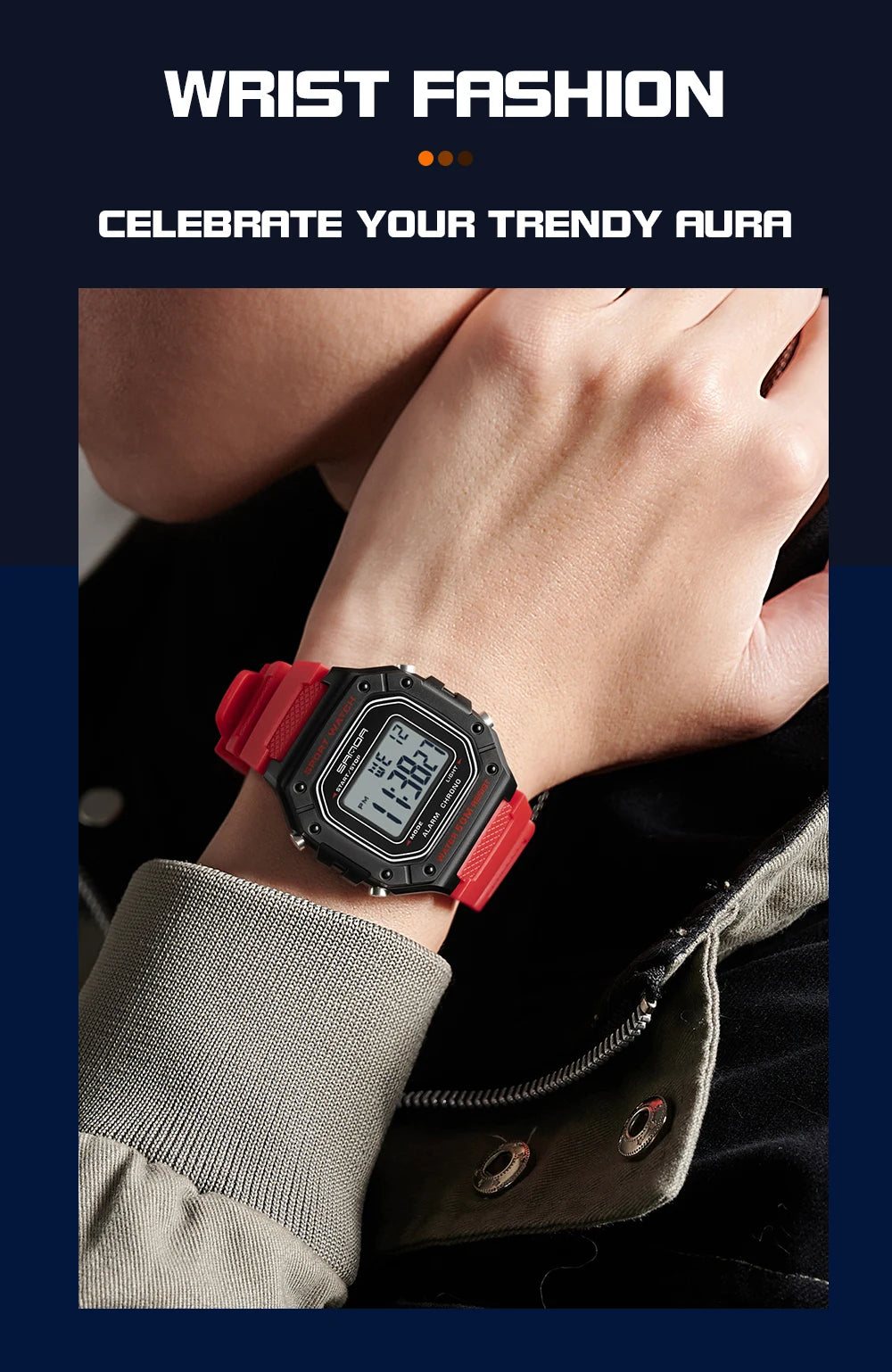 SANDA 2156 reloj de moda para hombre, relojes deportivos militares resistentes al agua, relojes de pulsera digitales Led con esfera grande del ejército, cronómetros para hombre