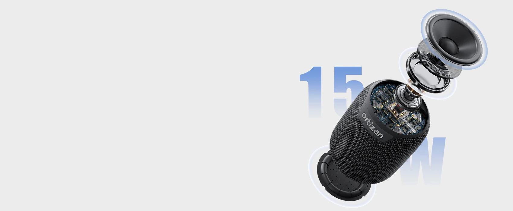 Altavoces Bluetooth Ortizan, altavoz inalámbrico portátil con Bluetooth 5.3, resistente al agua IPX7, sonido estéreo de 15 W, emparejamiento dual, TF/AUX