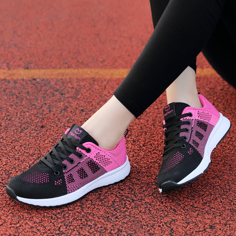 Zapatillas transpirables para correr para mujer, zapatillas deportivas ligeras antideslizantes para mujer, zapatillas suaves para exteriores con cordones, tenis de moda