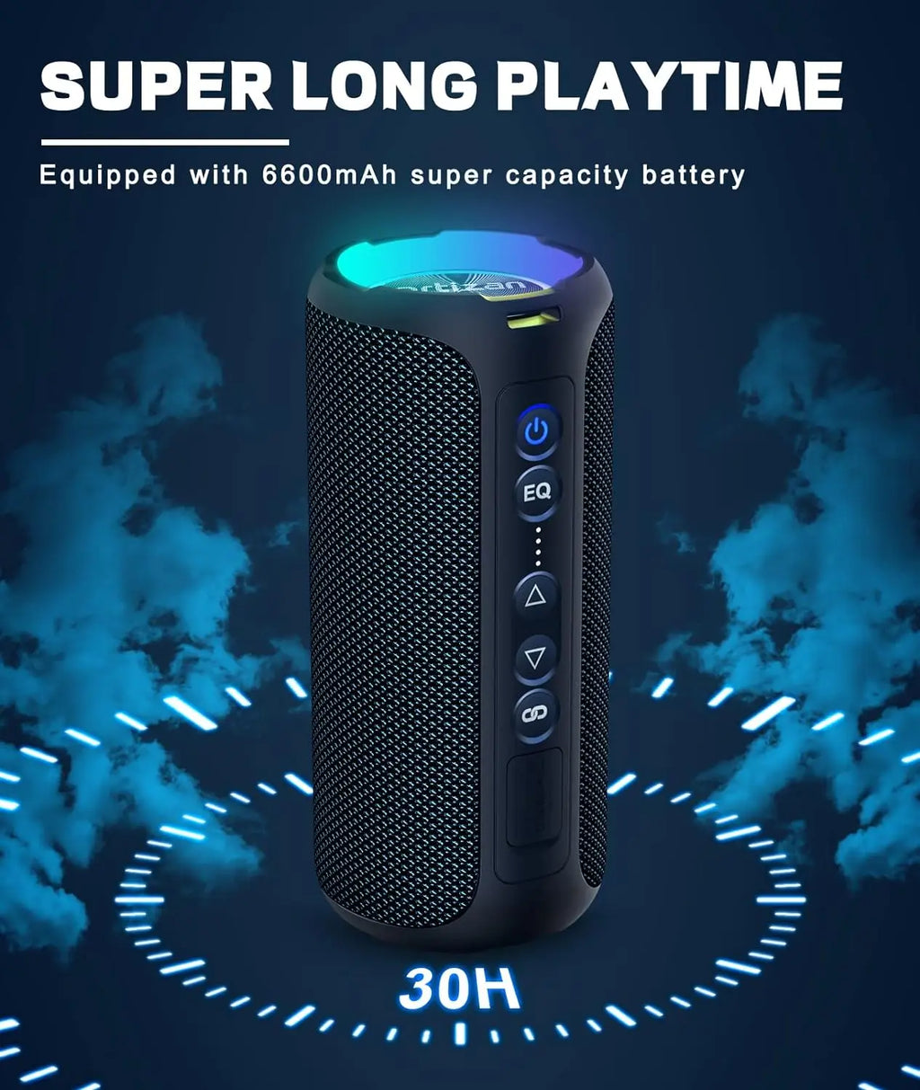 Ortizan X8 Pro, Altavoz Bluetooth portátil impermeable, Luces RGB, Calidad de sonido premium