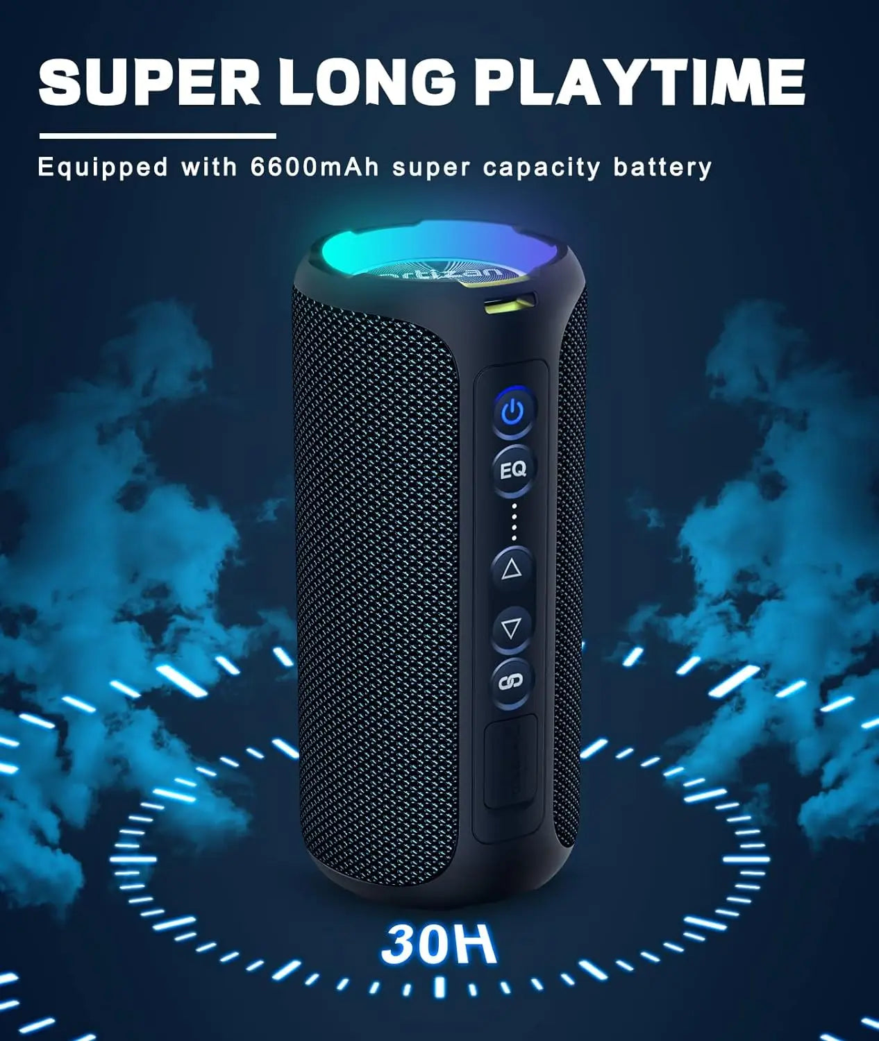 Ortizan X8 Pro, Altavoz Bluetooth portátil impermeable, Luces RGB, Calidad de sonido premium