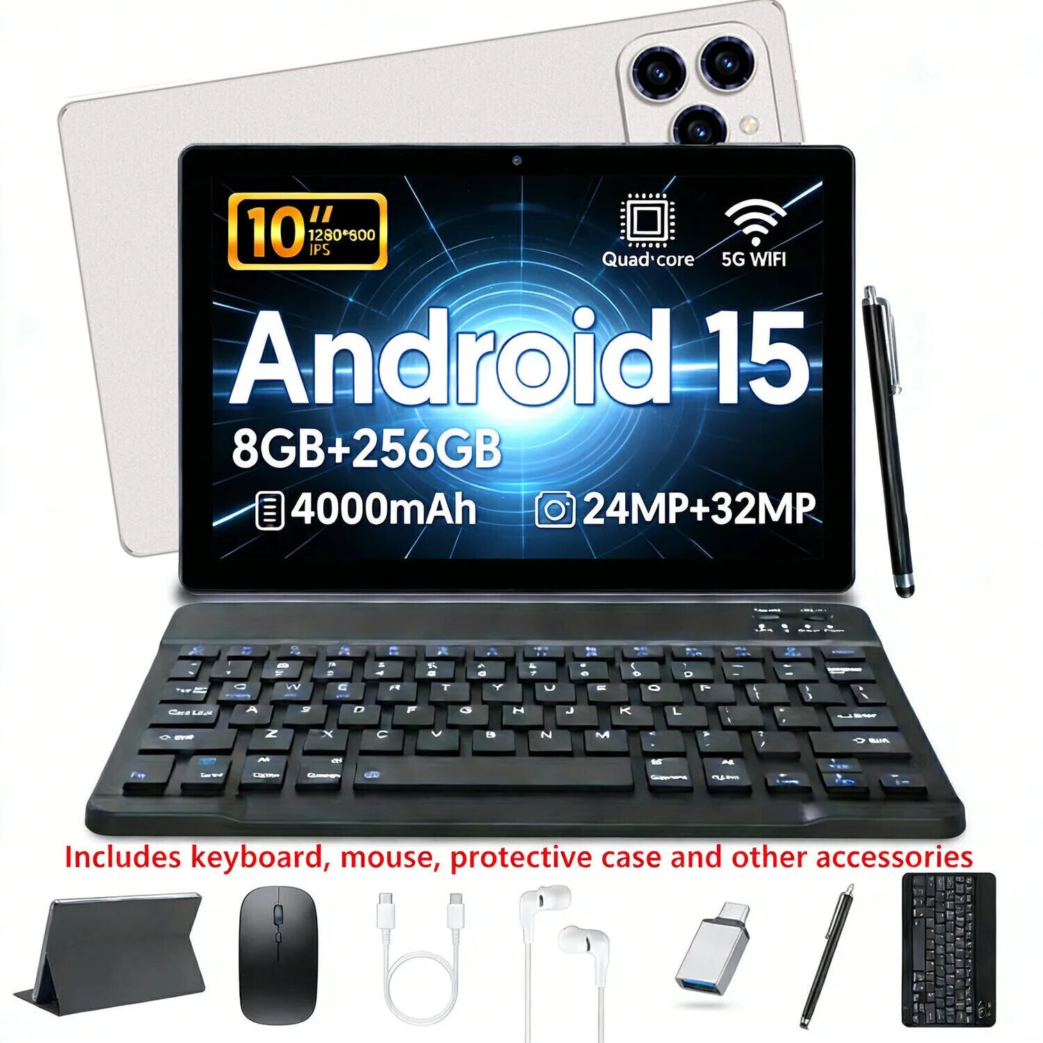 Super Oferta, Tablet A17 Pro Max, 8+256 GB, Pantalla FHD de 10.1 Pulgadas, Batería de 4000 mAh, Tablet Android 13 con Soporte para Lápiz Óptico