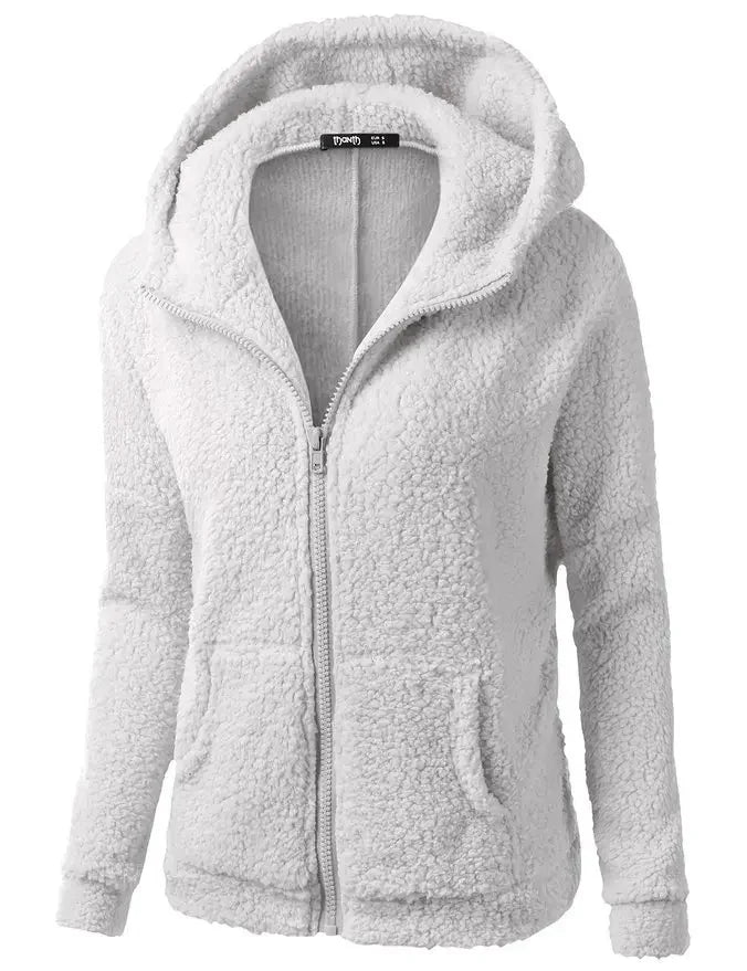 Chaqueta cálida de otoño e invierno para mujer, Sudadera con capucha informal 2025, sudaderas con capucha para mujer, sudadera con cremallera, abrigo liso de lana suave para mujer