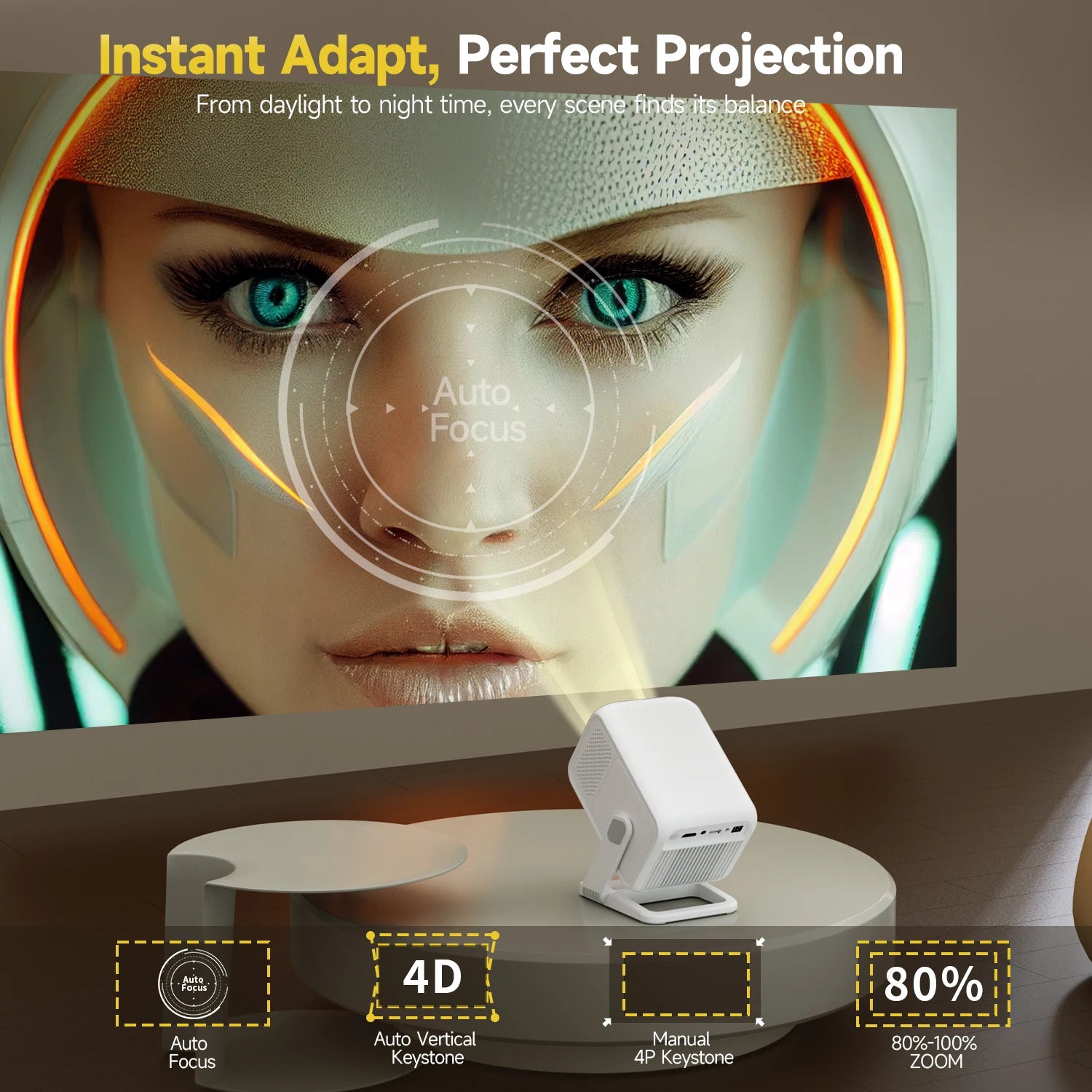 Magcubic HY310X 4K Mini proyector de enfoque automático con Full HD 1080P 420ANSI Android 11Keystone para proyector de soporte de cine al aire libre
