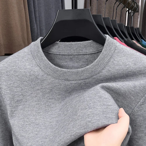 2025 nuevo suéter Casual para hombre, suéter tejido de manga larga con cuello redondo, Top versátil de moda con patrón de diamante