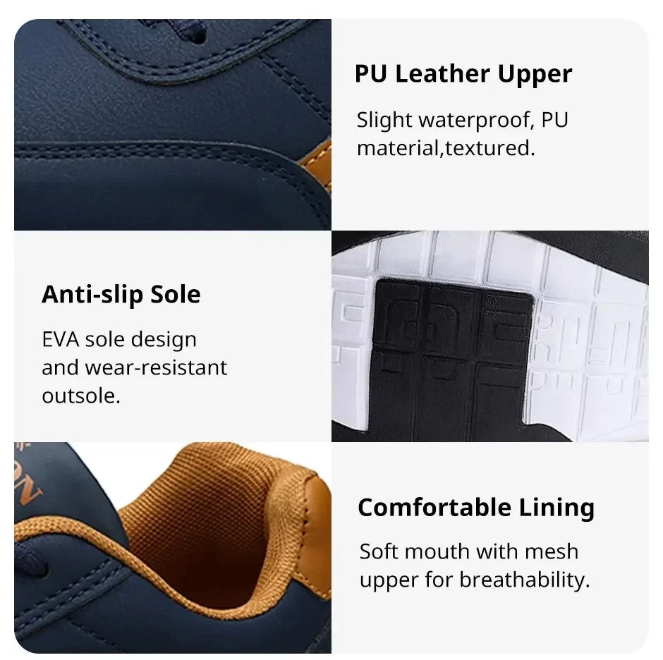 Zapatillas de deporte para hombre, zapatos deportivos informales, zapatos de cuero para caminar al aire libre para hombre, fondo suave para las cuatro estaciones