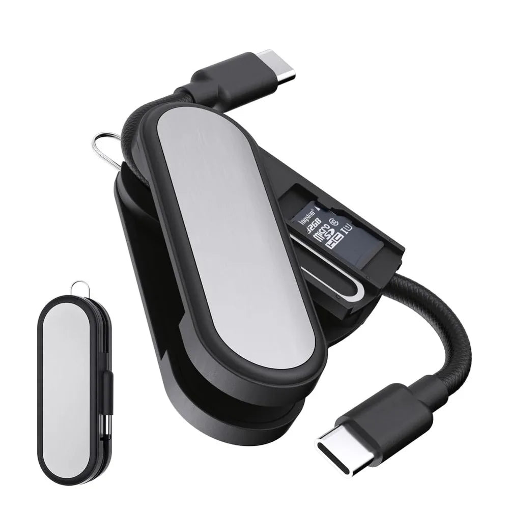 Cable USB C a USB C BUDI de 65W con herramienta de extracción y almacenamiento de tarjetas, cable de carga rápida tipo C para dispositivos móviles/cámaras
