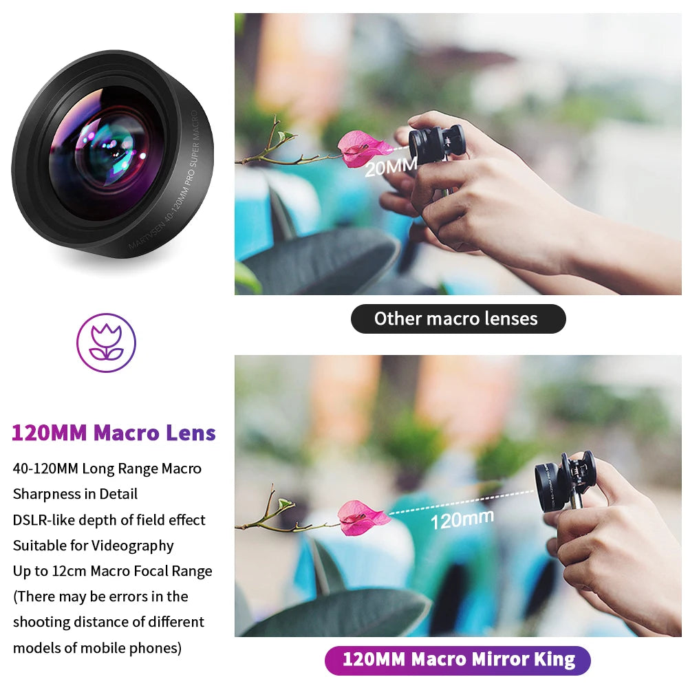 Lente Macro 120MM 10X HD 5K para iPhone y Android