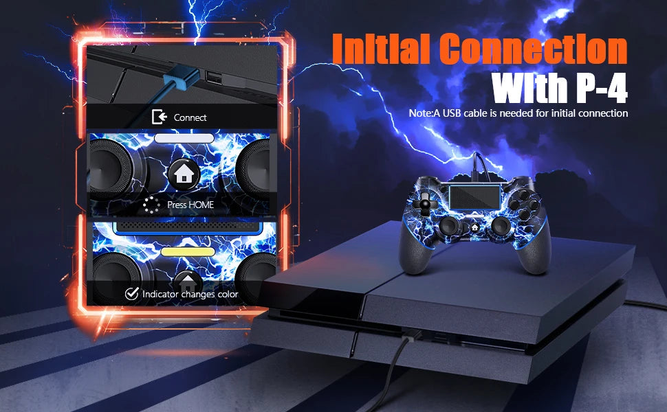 AceGamer Gamepad inalámbrico para controlador PS4, con cable USB C/dobles motores/giroscopio de 6 ejes/conector de audio de 3,5 mm/función de panel táctil