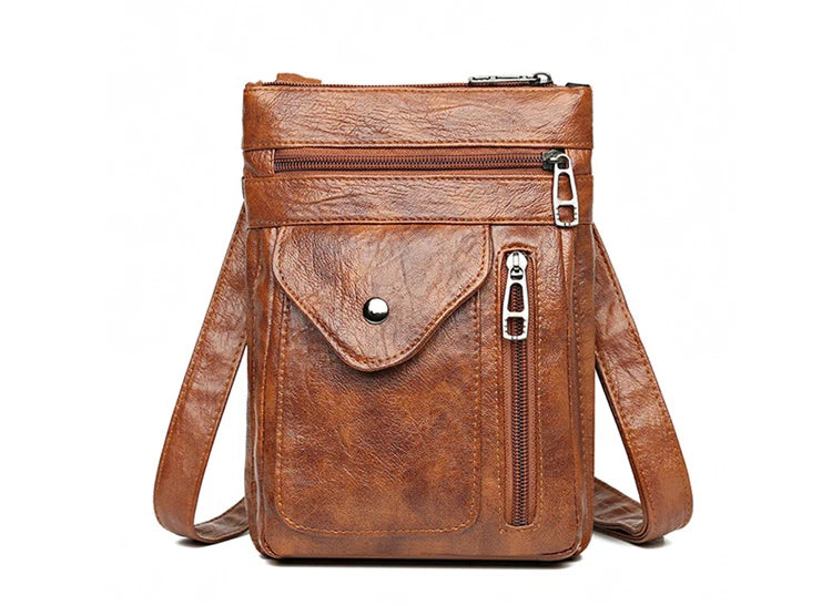 Bolso de hombro de cuero suave para mujer, bolso para teléfono móvil, bolso en capas, cartero, diseñador de lujo de un solo hombro, bolso de mujer, billetera