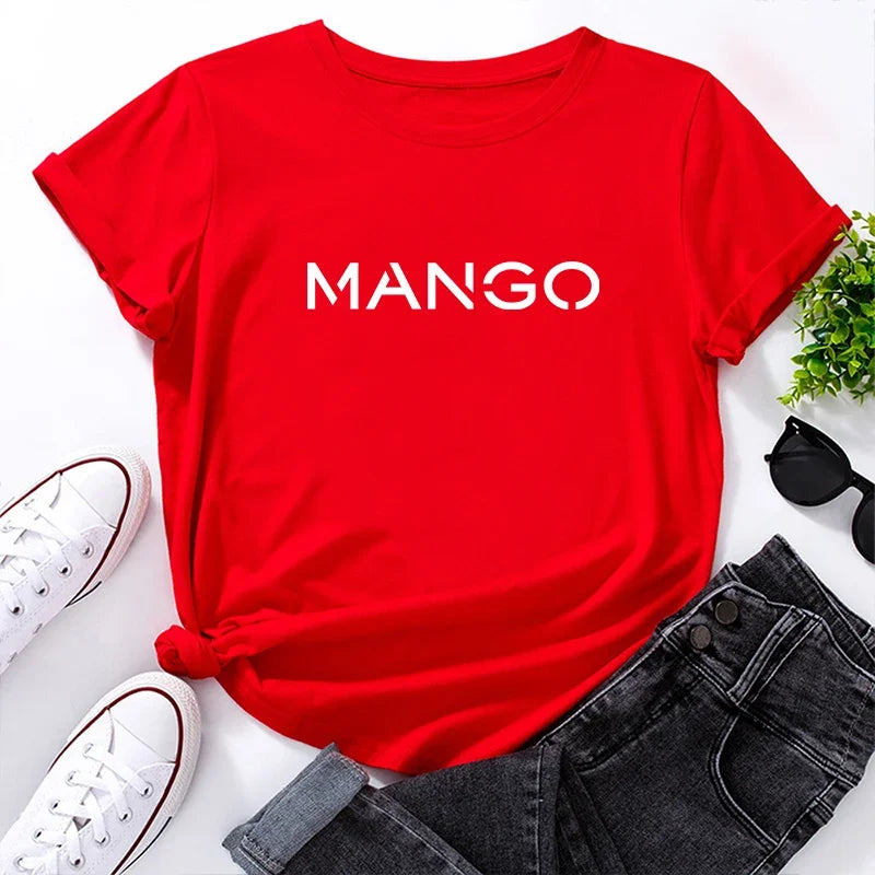 Camiseta de Algodón de Manga Corta para Mujer