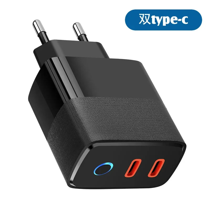 Cargador Rápido Doble Puerto PD+QC5.0 con Indicador LED