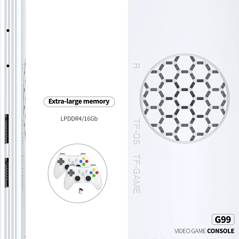 Consola de juegos con procesador de 8 núcleos G99 para P1/P2/FC (más de 35 emuladores) con pantalla HD 4K, frecuencia de 2,2 GHz y soporte multilingüe