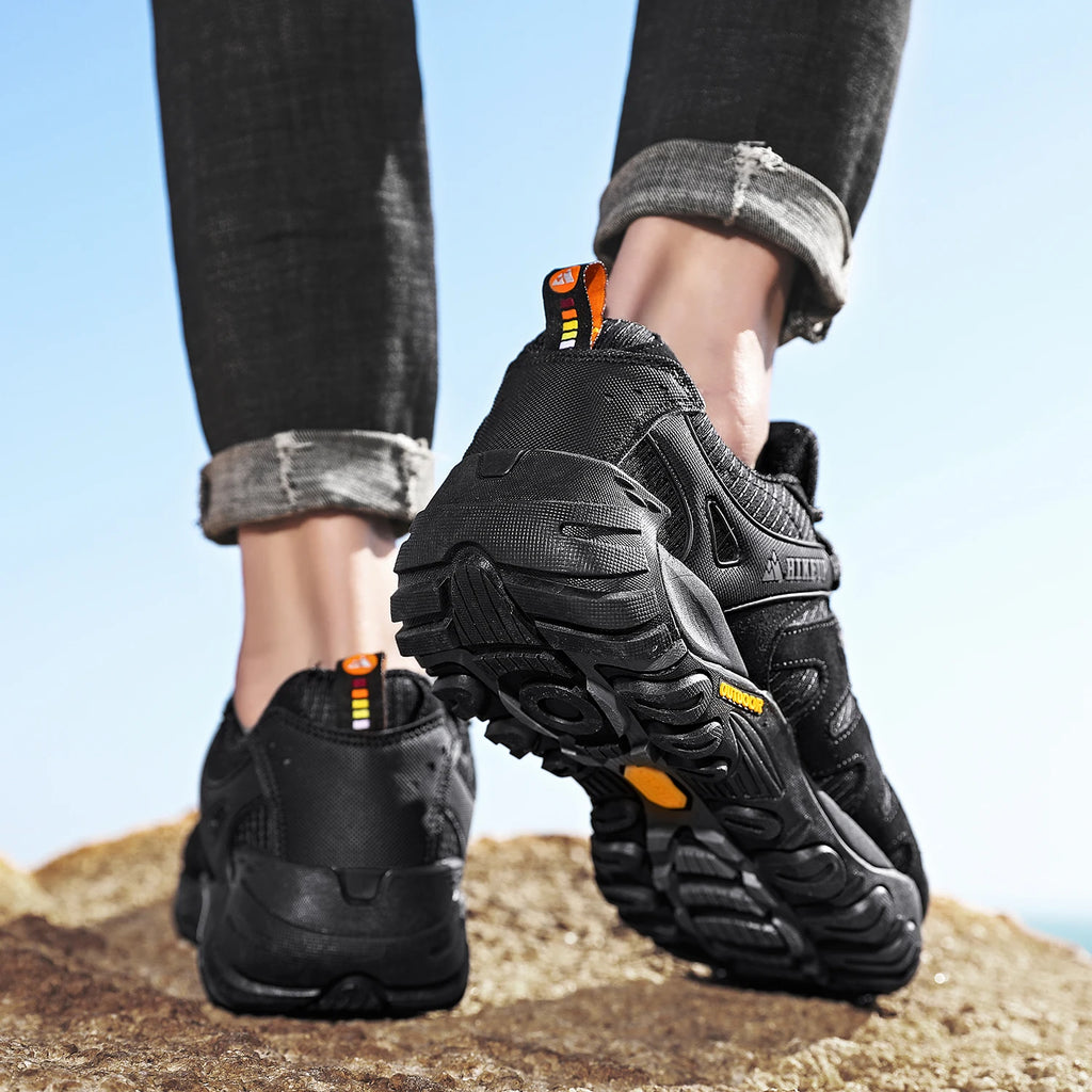 Zapatos de senderismo HIKEUP para hombre, zapatos de exterior de piel de ante, zapatillas tácticas resistentes al desgaste para senderismo, caminar y cazar