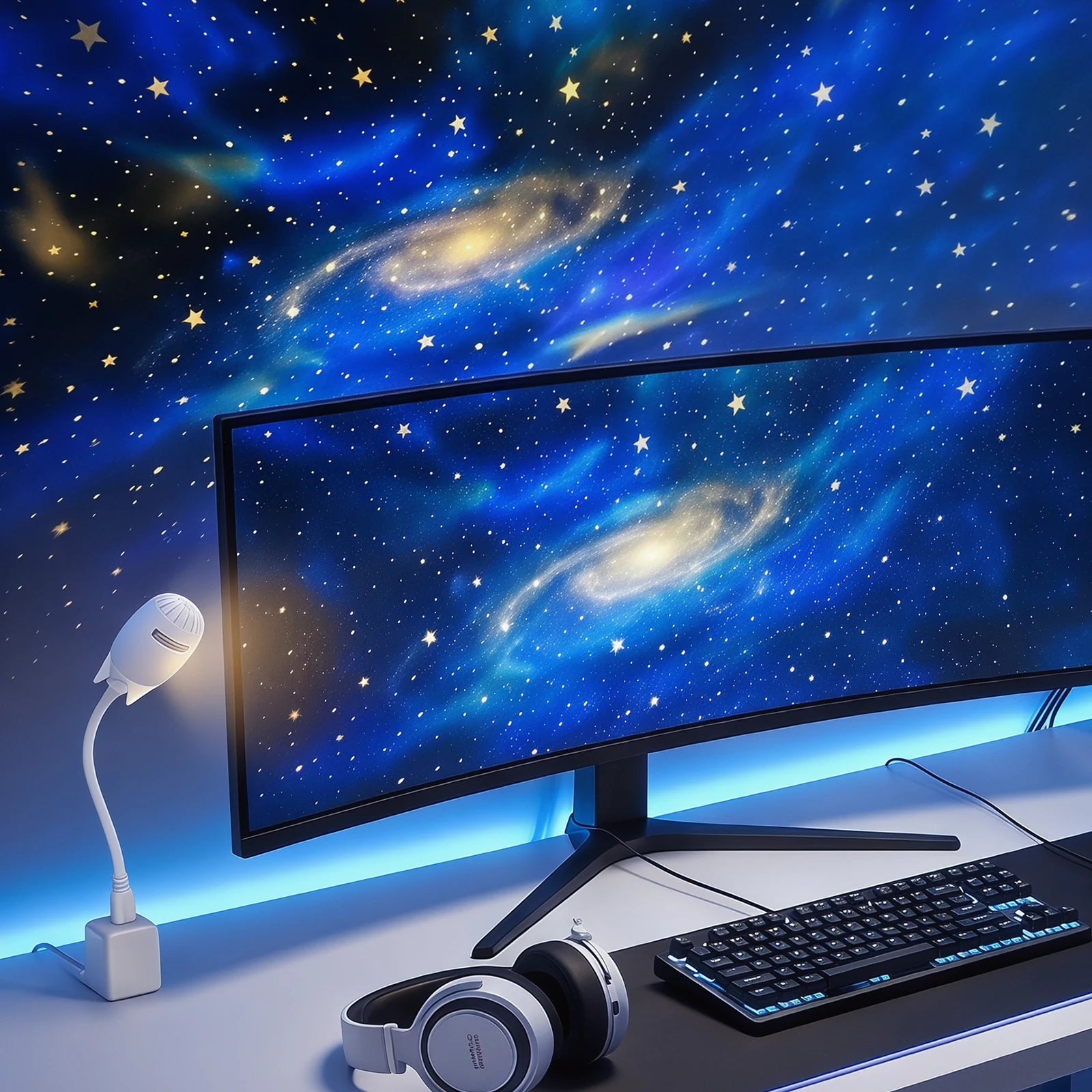 Luz Ambiental USB Portátil 360 °   Proyector de Atmósfera Ajustable, Lámpara de Proyección de Estrellas con Intensidad Regulable para Dormitorio y Mesita de Noche