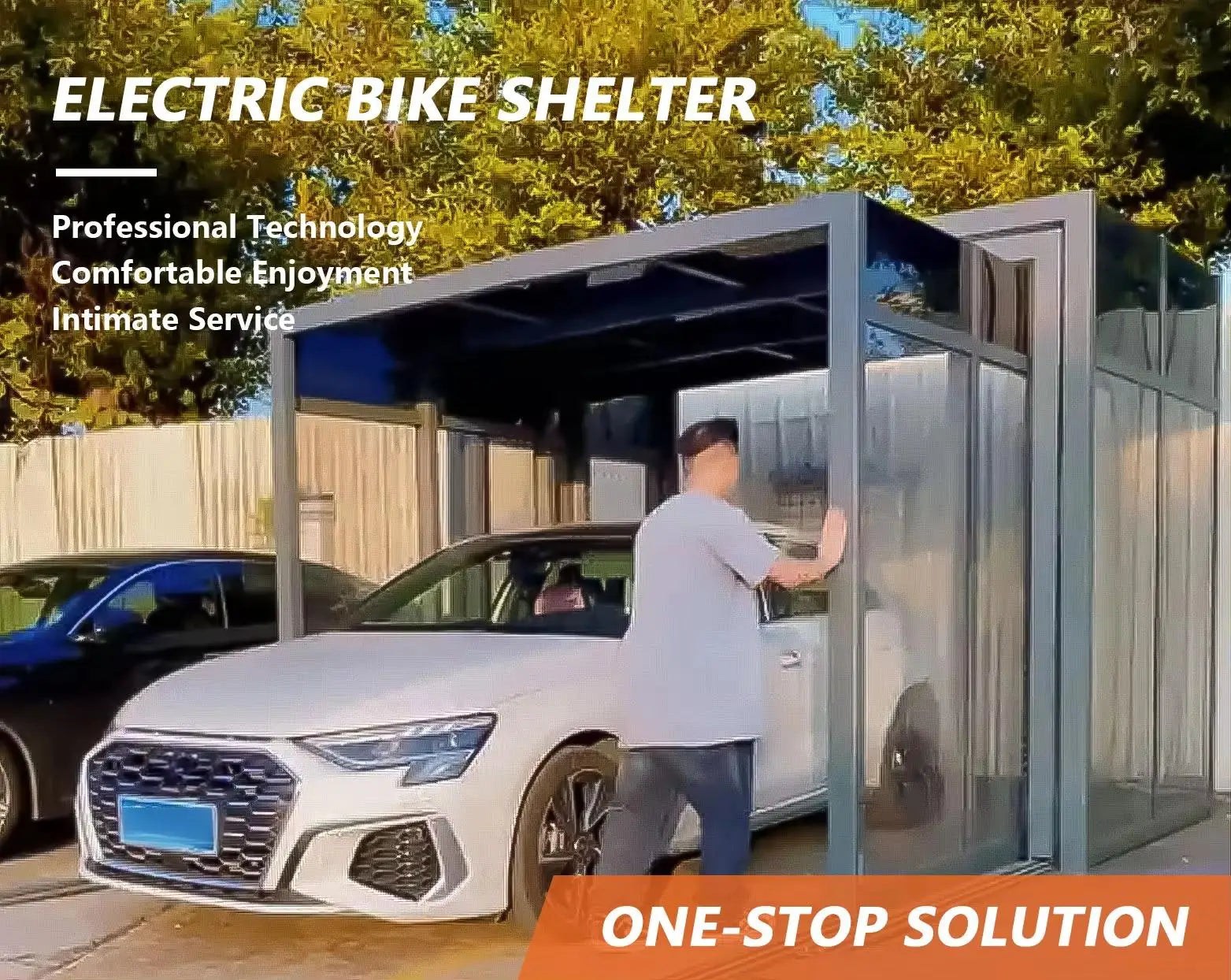 Carport retráctil eléctrico plegable móvil: toldo de garaje y casa de cristal automático inteligente para el sol