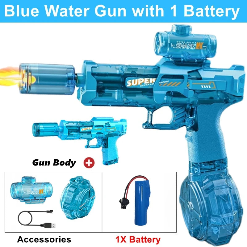 Pistola de Agua Eléctrica con LED para Fiestas y Piscina