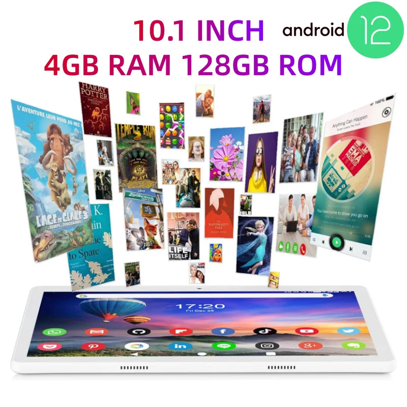 Tabletas Tipo C de 10.1 Pulgadas, Android 12, CPU MTK8183 de Ocho Núcleos, 4 GB de RAM, 128 GB de ROM, Batería de 6000 mAh, Bluetooth 5.0, GPS, Cámaras de 8.0MP+13.0MP ﻿