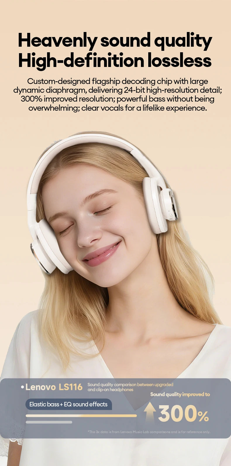 Choice Lenovo Auriculares para juegos inalámbricos Bluetooth 6.0, auriculares plegables deportivos sobre la oreja con micrófono HD, regalos LS116