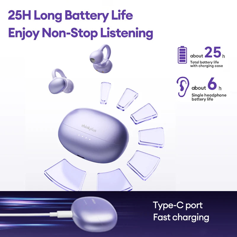 Lenovo LK6 Auriculares Bluetooth 5.4 con Clip