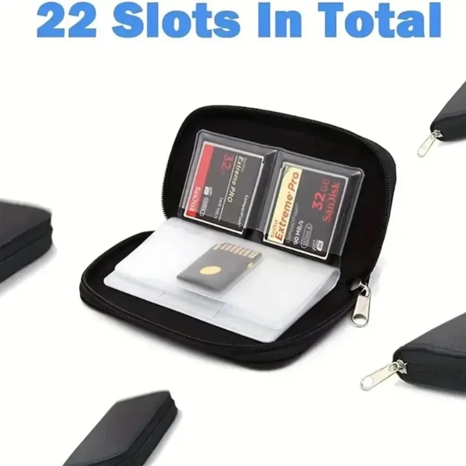 Estuche para Tarjetas de Memoria, Bolsa de Almacenamiento con 22 Ranuras para Tarjetas CF/SD/Micro SD/SDHC/MS/DS, Caja para Accesorios de Juegos