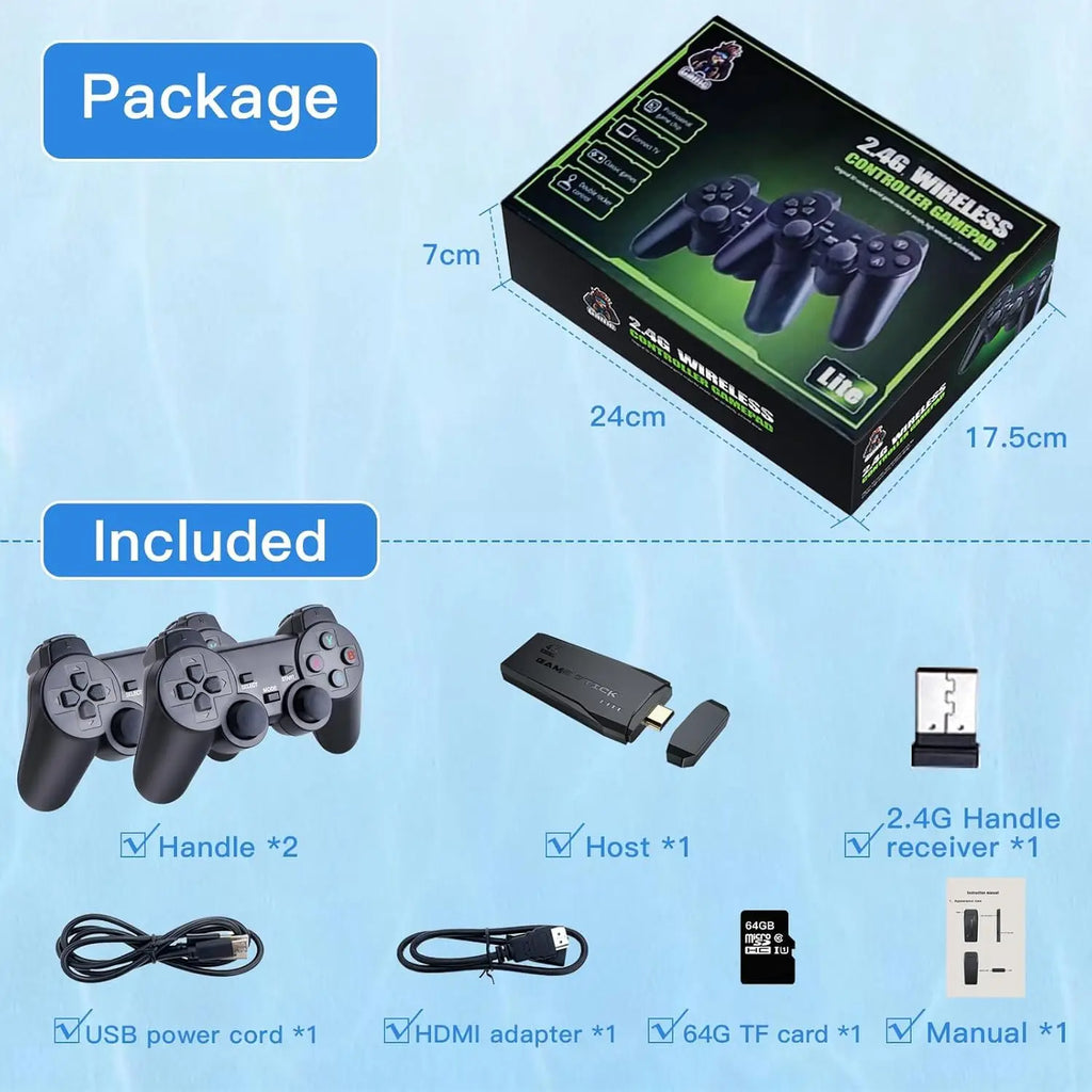 Consola de Juegos M8 con Más de 20000 Juegos, Emuladores, Salida HDMI 4K, Sistema de Juegos Retro con Dos Controles Inalámbricos de 2.4G para TV/Proyector