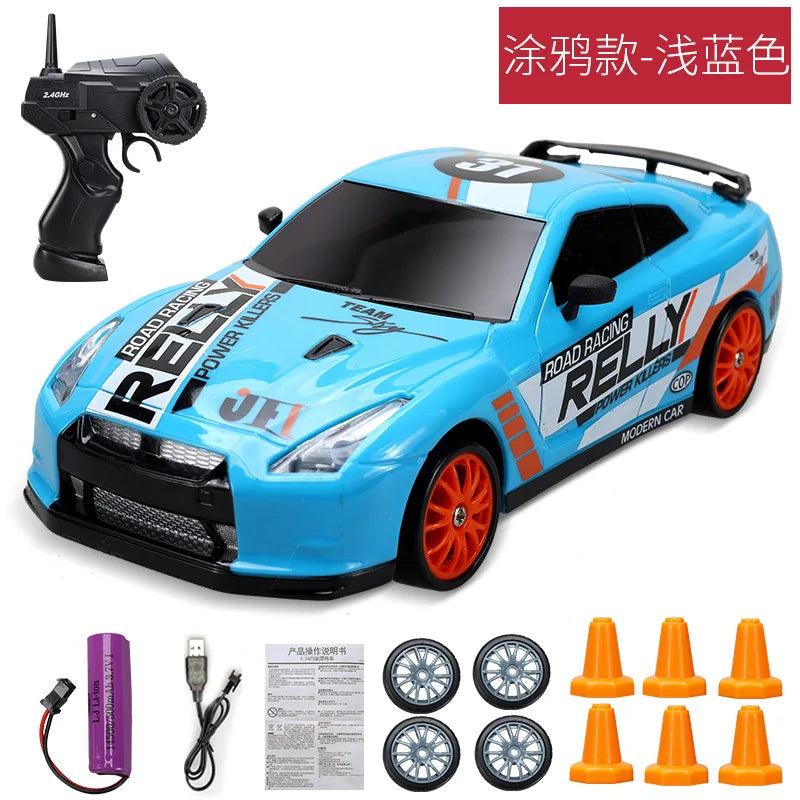 Coche de Carreras Teledirigido 2.4G 4WD, Modelos AE86, GTR, Ferrari, BMW