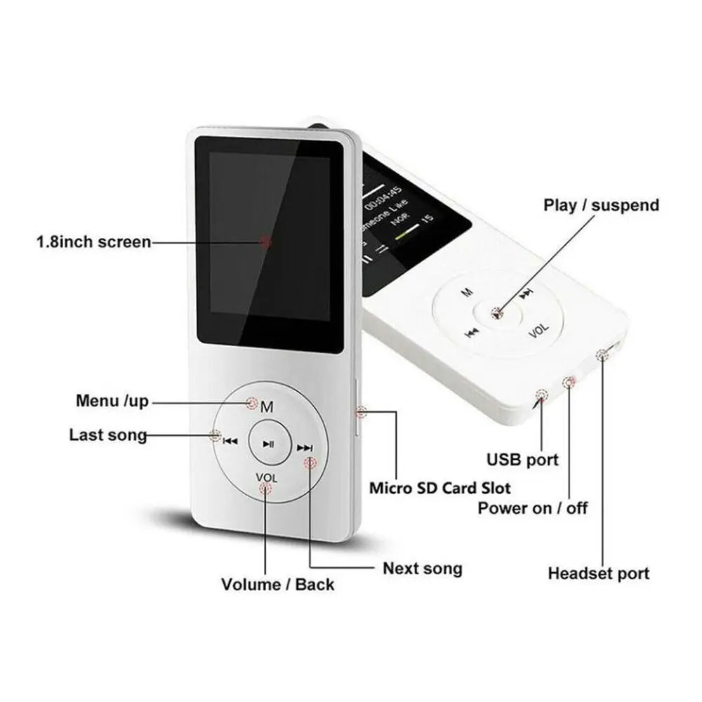 Reproductor MP3/MP4 Deportivo Bluetooth con Radio FM, 128GB